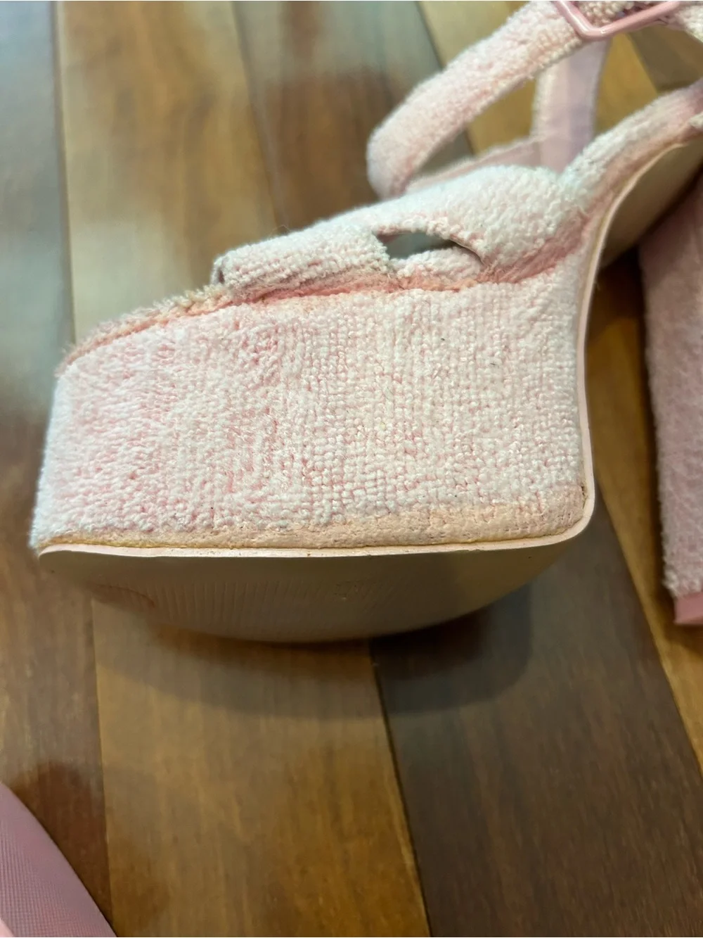 Public Desire Pink Terrycloth Platform Block Heels